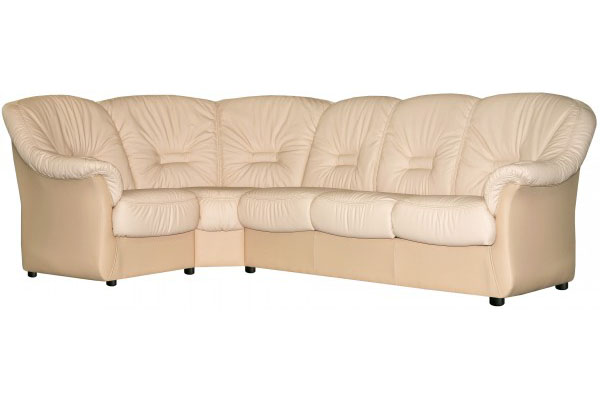 Угловой диван-кровать из кожи Омега